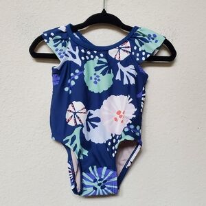 Tea Collection Navy Floral One-Piece Swimsuit.  Size 3-6 mths